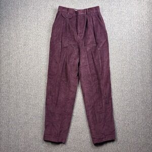 Vintage Eddie Bauer Corduroy Pants Men USA Made Burgundy Pleated Trousers